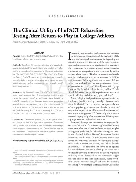 The Clinical Utility of ImPACT Rebaseline Testing After Return